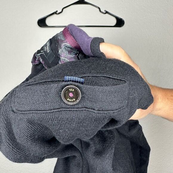 Ted Baker Mens Valerio Quarter Zip Sweater Size XXL Black Pullover Wool Blend - Picture 4 of 4